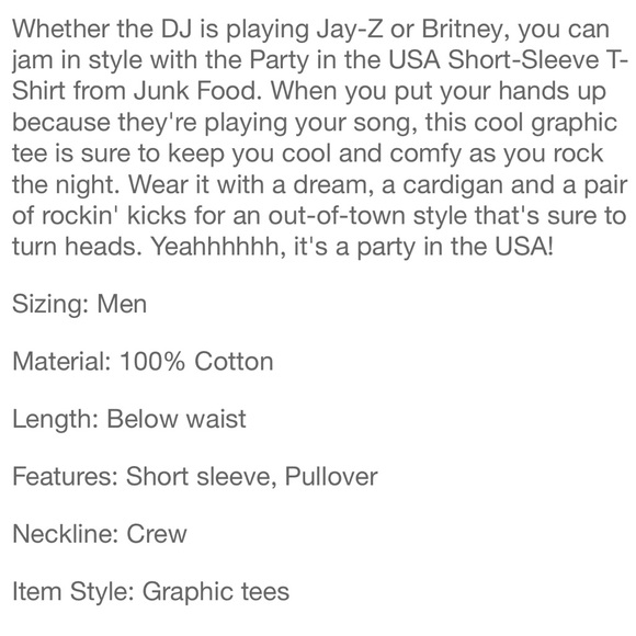 Junk Food Clothing Shirts Junk Food Party In The Usa Americana